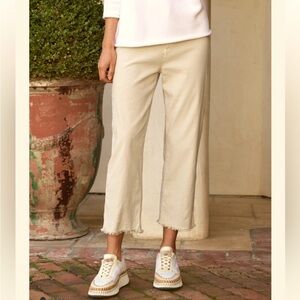 Frank & Eileen Kinsale Cropped Straight Leg Pants Cream Tan Size 4